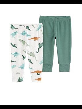🌻 NWT Carter’s Baby Boy 2-Pack Dino Pants Set - Size 0-3M 🦖